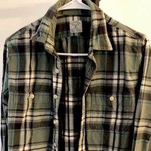 J Crew S Green Plaid Flannel Button Down Shirt